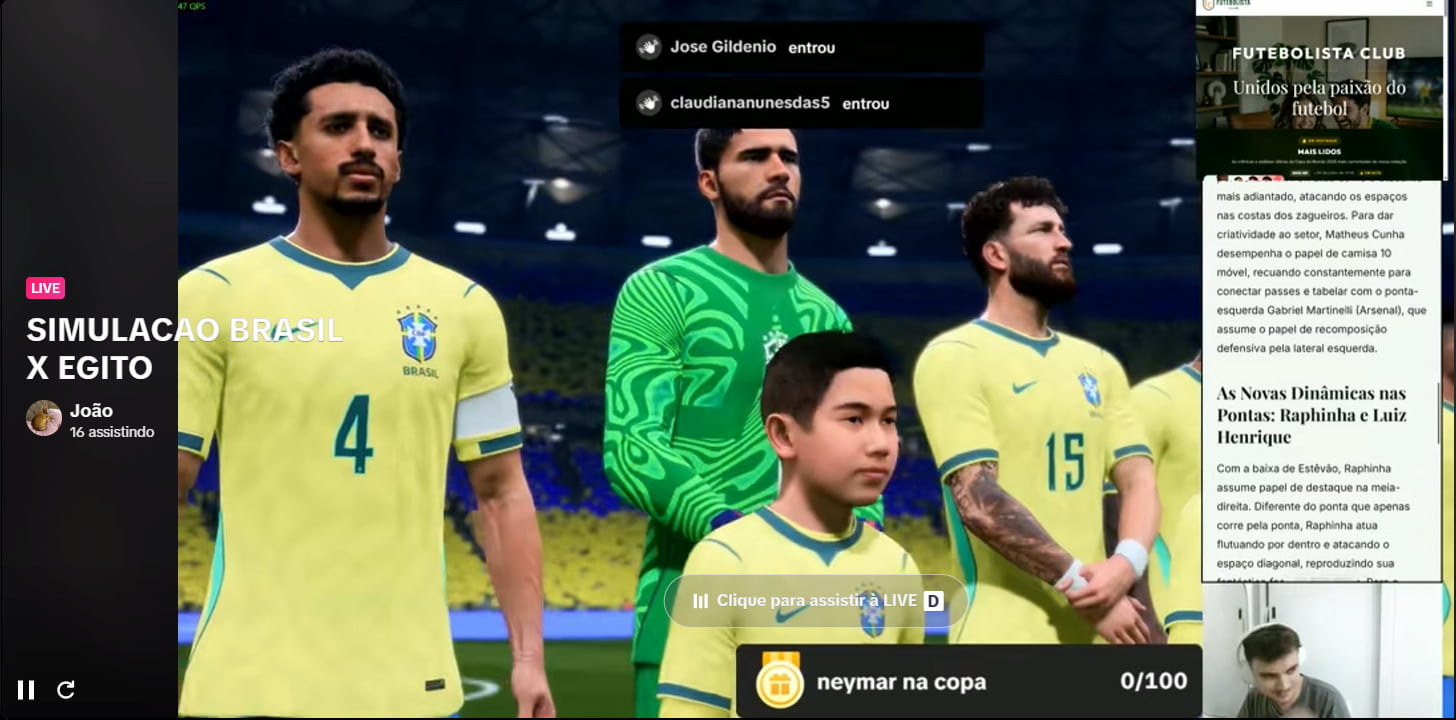 Live Brasil x Egito - Vini Machado no TikTok
