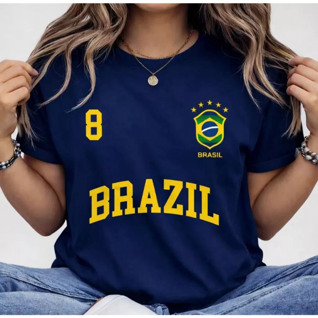 Blusa Feminina Brasil T-shirt Verão Algodão — imagem 4