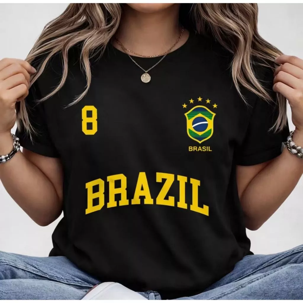 Blusa Feminina Brasil T-shirt Verão Algodão — imagem 2