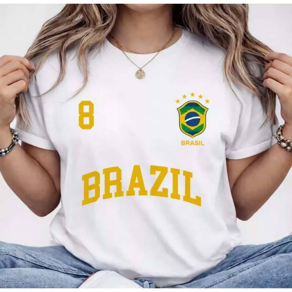 Blusa Feminina Brasil T-shirt Verão Algodão — imagem 3
